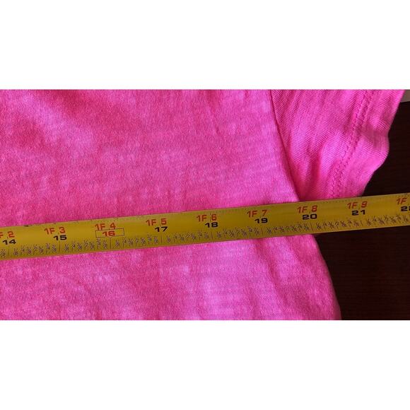 Pilcro Crop V Neck Short Sleeve Pop of Color T Shirt, 100% Cotton Womens Sz M - Picture 8 of 8